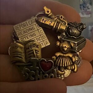 Gold and Silver School Theme Brooch
